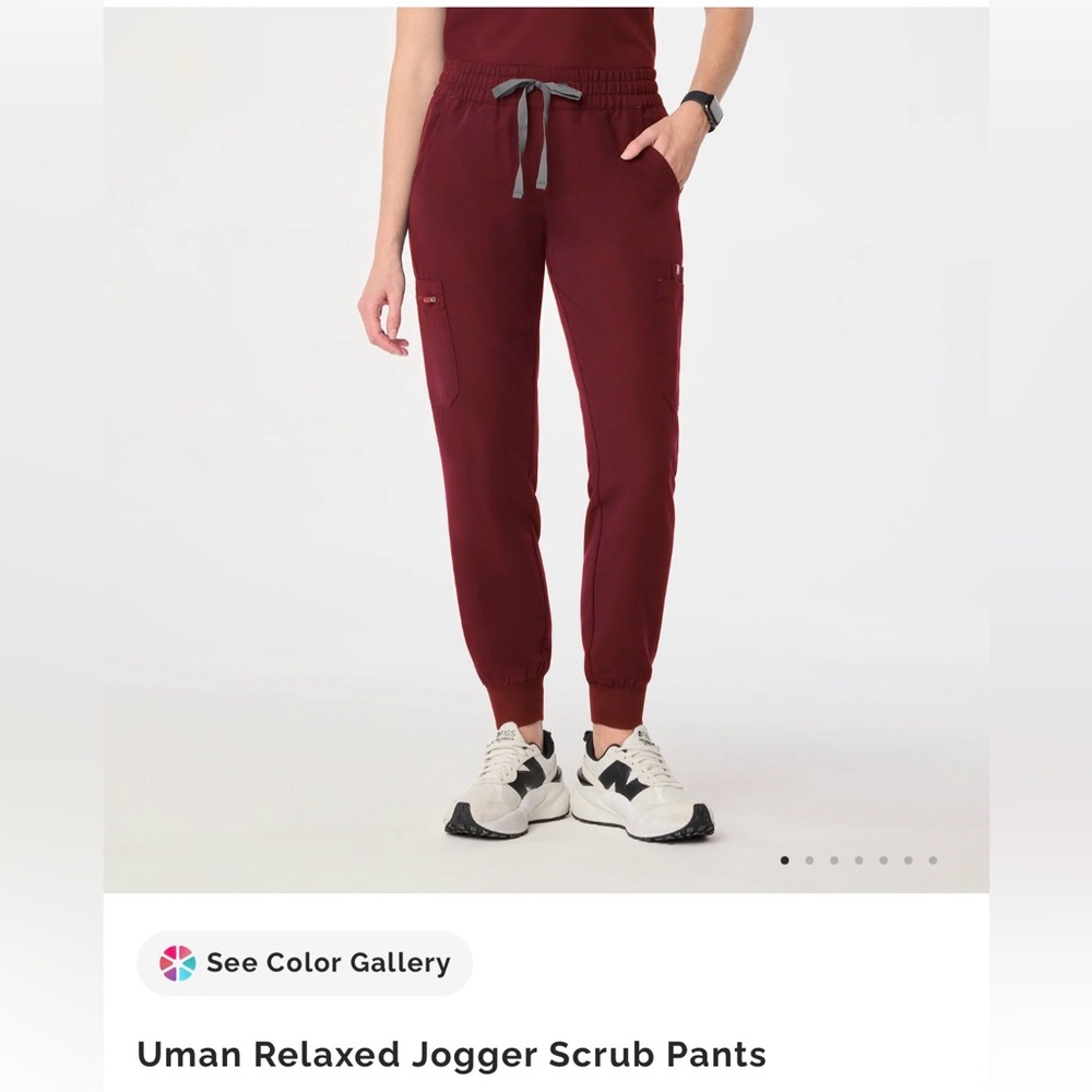 Women's Burgundy Jogger Scrub Pants